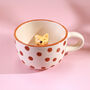 G Decor Handmade And Hand Painted Peekaboo Cats Polka Dot Mug Collection, thumbnail 3 of 8