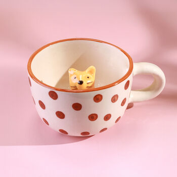 G Decor Handmade And Hand Painted Peekaboo Cats Polka Dot Mug Collection, 3 of 8