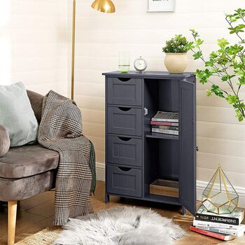 Grey Storage Cabinet With Four Drawers And Door, 3 of 5