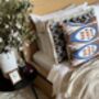 Square Ikat Silk Cushion Blue, Brown And White Abstract Design, thumbnail 9 of 10