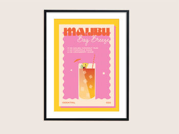 Retro Cocktail Malibu Bay Breeze Print, 4 of 5