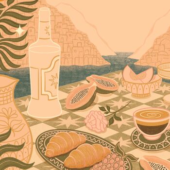 ‘Breakfast In Amalfi’, Italy Travel Poster, Fruit Print, 6 of 7