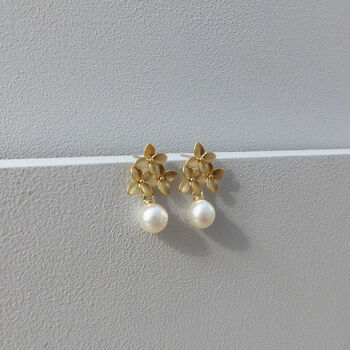 Cherry Blossom Pearl Drop Earrings, 4 of 7