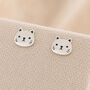 Sterling Silver Cat Face Stud Earrings, thumbnail 1 of 10