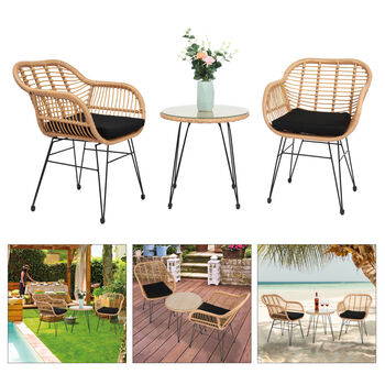 Patio Wicker Chair Set Outdoor Porch Furniture, 2 of 12