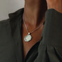 Octagon Silver Coin Necklace In Rhodium Plated Sterling Silver, thumbnail 5 of 5