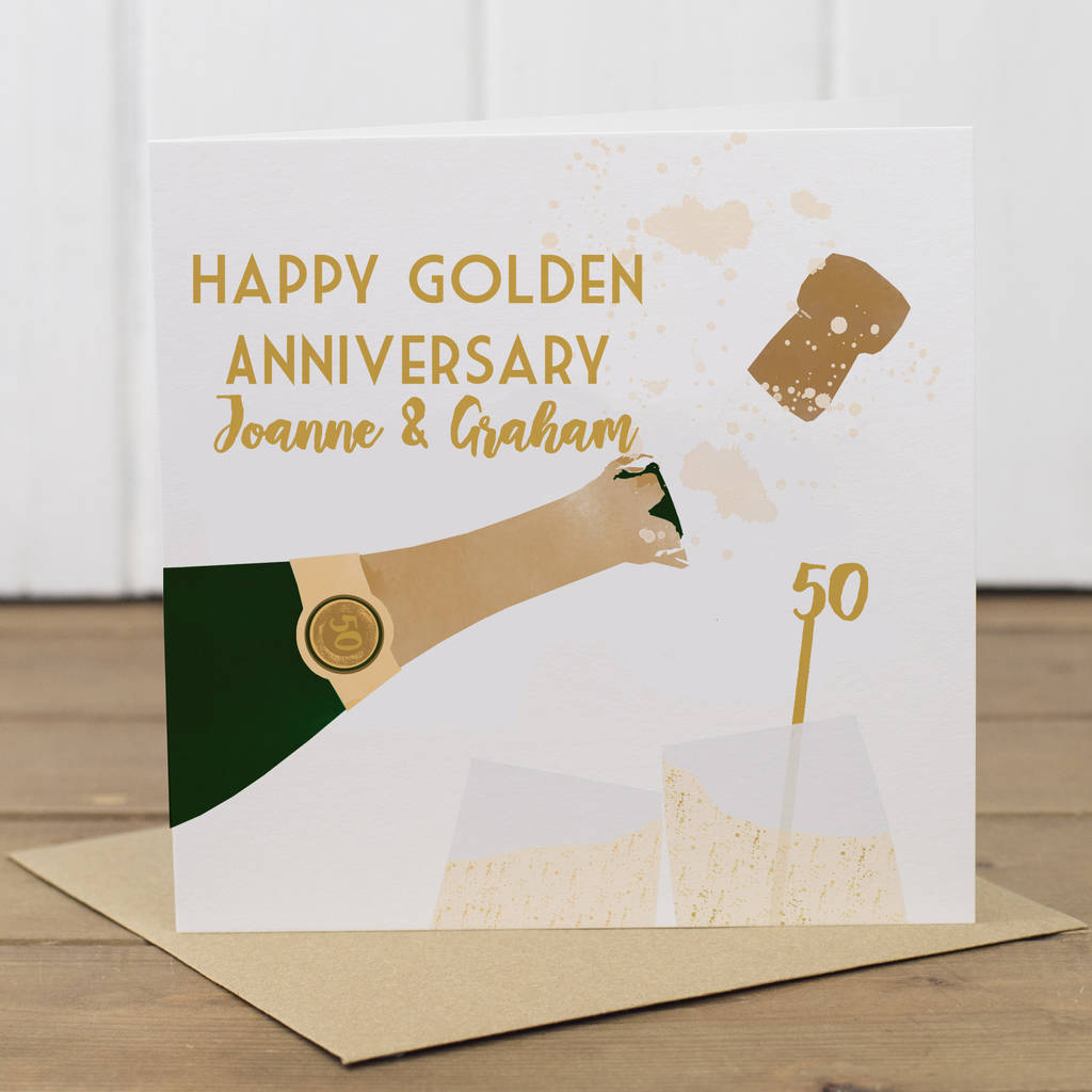 Personalised 50th Golden Wedding Anniversary Card By Yellowstone Art