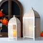 Two Vintage Decorative Candle Lantern Hollow Patterned, thumbnail 2 of 6