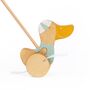 Wooden Push Along Toy Duck Green, thumbnail 2 of 4