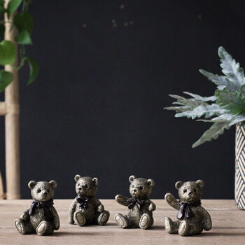 Gold Bear Ornaments Set Of Four, 3 of 7