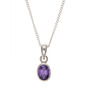 Silver Amethyst Oval Pendant Necklace, thumbnail 3 of 5