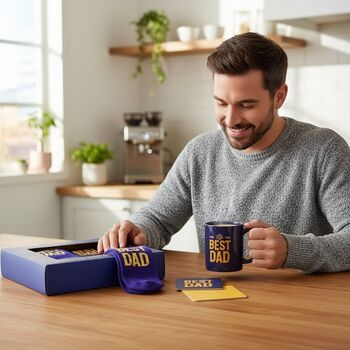 Best Dad Mug, Socks And Coaster Set Fathers Day Gift Set, 8 of 9