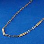 Gold Multiple Engraved Name Paper Clip Chain Necklace, thumbnail 1 of 10