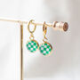 Green And White Checkerboard Earrings, thumbnail 2 of 8