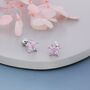 Tourmaline Pink Cz Flower Barbell Earrings, thumbnail 1 of 9