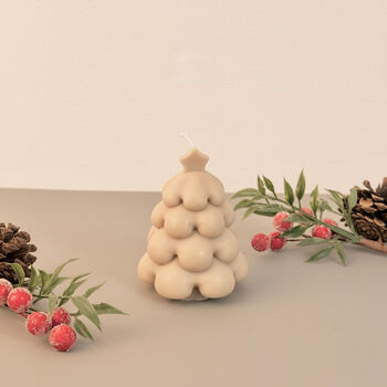 Beige Christmas Tree Candle Festive Decoration, 6 of 10