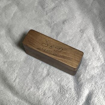 Personalised Dark Wood Ring Box For Weddings, 4 of 8
