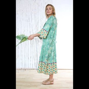 Malachite Kimono Dressing Gown ~ Mosaic Print Robe, 6 of 7