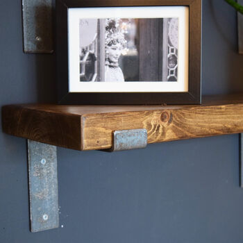 Extra Thick Dark Oak Wood Shelf With Steel Brackets, 3 of 4