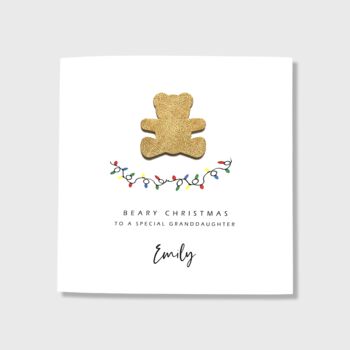 Personalised Beary Christmas Card Grandson Granddaughter, 2 of 11