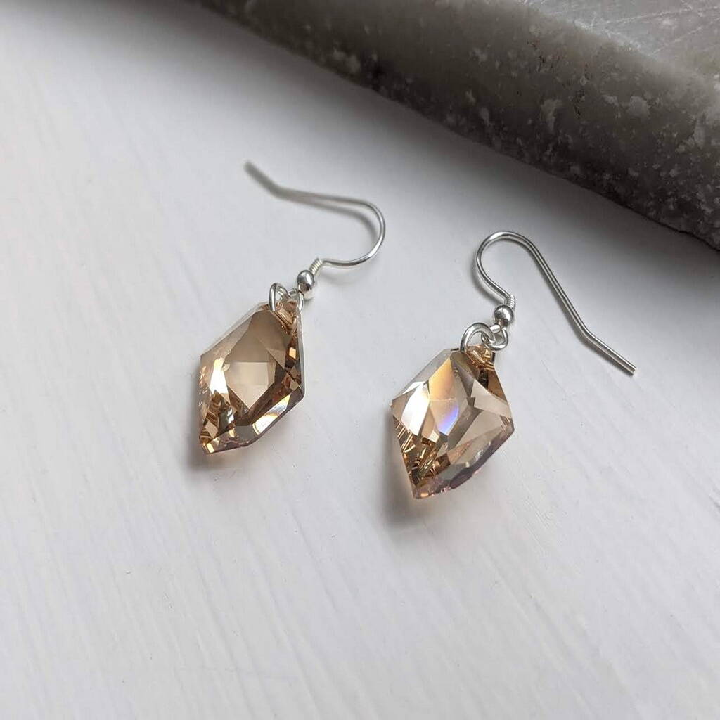 Swarovski Crystal Golden Cosmic Earrings By Macaroon Jewellery