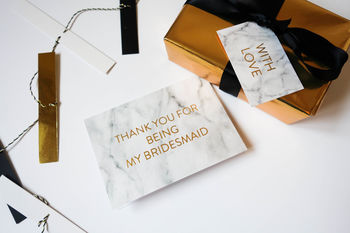 Marble And Gold Foil Thank You For Being My Bridesmaid, 9 of 10