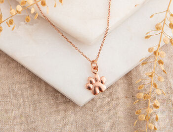Rose Gold Plated Sterling Silver Paw Print Jewelry Set, 3 of 4