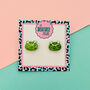 Frog Glitter Stud Earrings, thumbnail 5 of 5