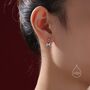 Sterling Silver Manta Ray Fish Drop Stud Earrings, thumbnail 1 of 10