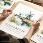 Netherlands Travel Print Of The Kinderdijk Windmill, thumbnail 1 of 7