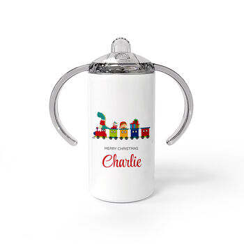 Personalised Christmas Train Kids Sippy Cup, 5 of 7