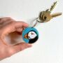 Puffin Wooden Keyring. Hand Painted, thumbnail 2 of 3