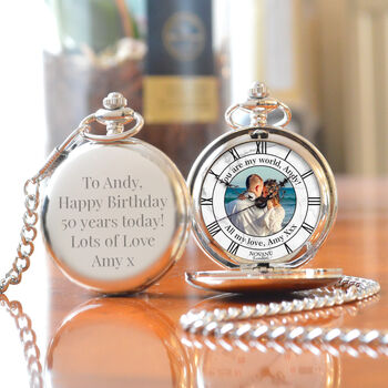 Personalised 50th Birthday Photo Pocket Watch, 2 of 7