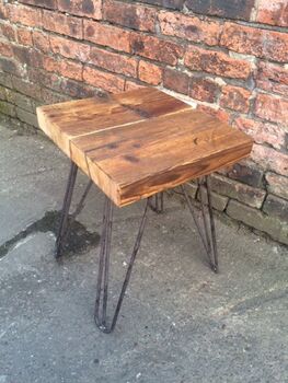 Industrial Reclaimed Hairpin Bedside Side Table 246, 2 of 5