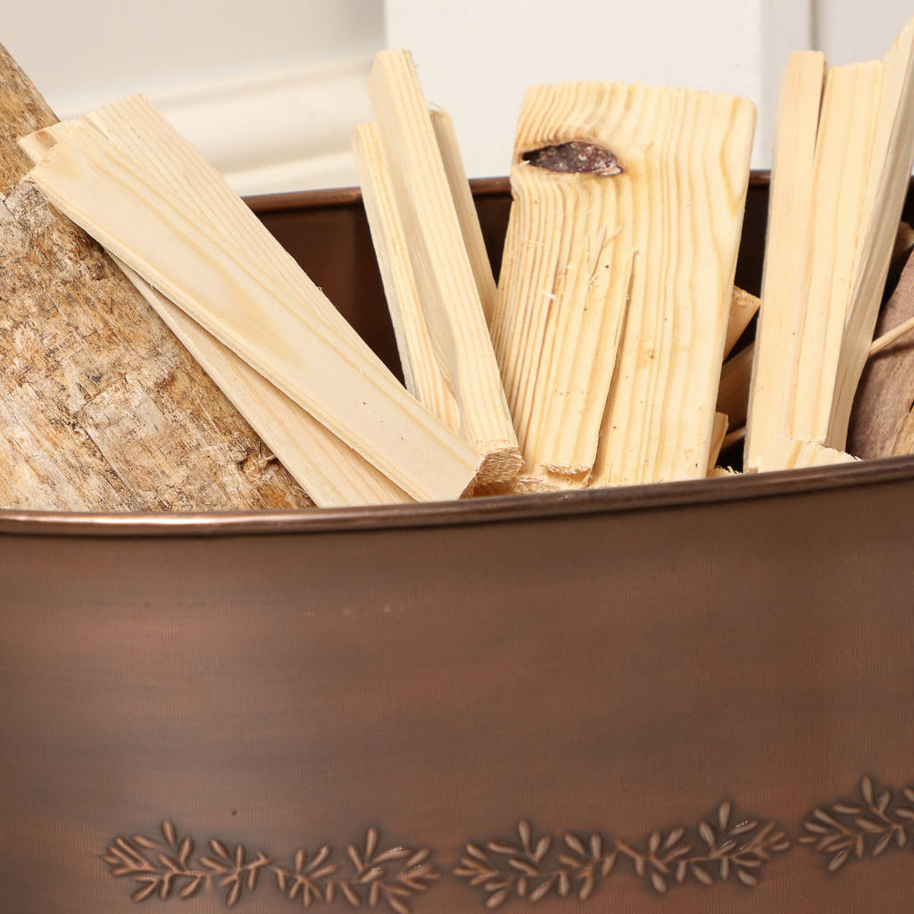 embossed copper log bucket by dibor