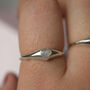 Opal Inlay Heart Signet Ring In Silver, thumbnail 2 of 4