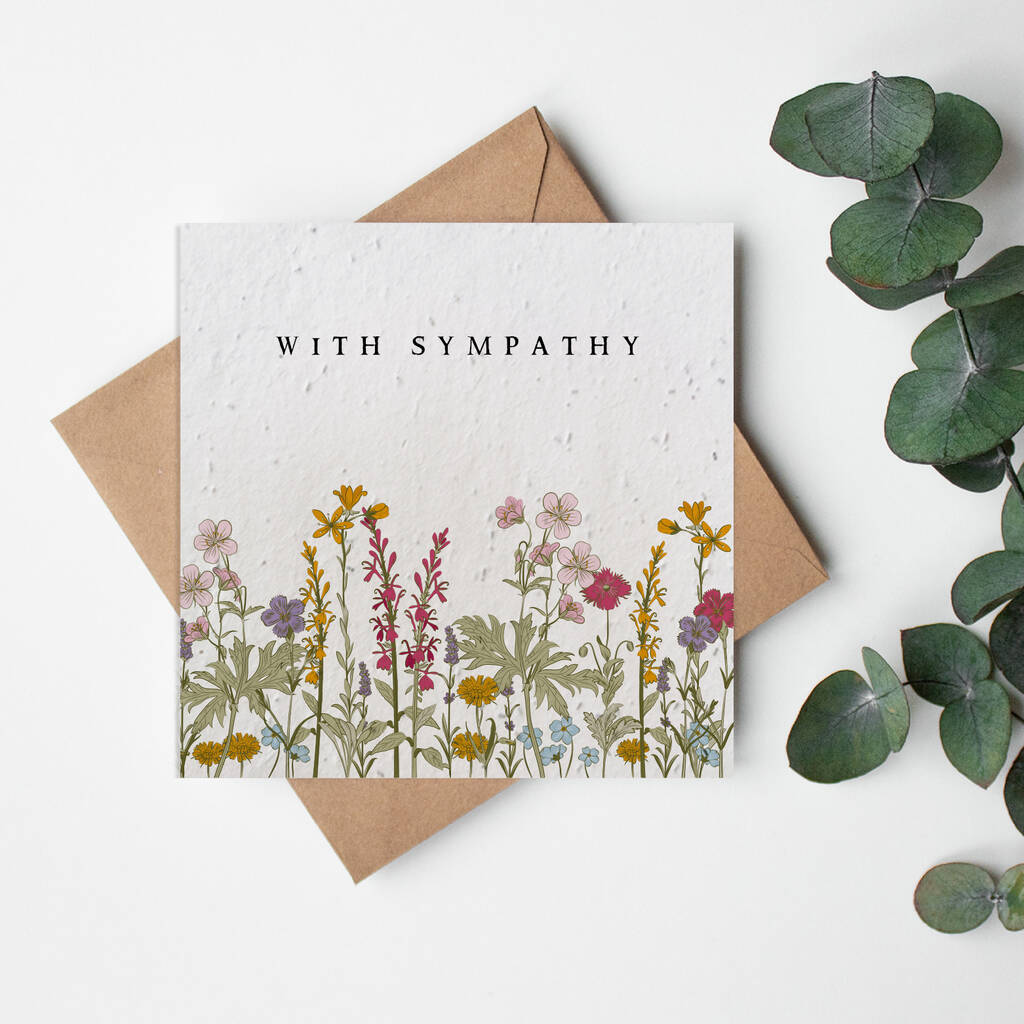 Wildflowers Sympathy Plantable Seed Paper Card, 1 of 2