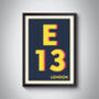 E13 East Ham Typography Postcode Print, thumbnail 9 of 11