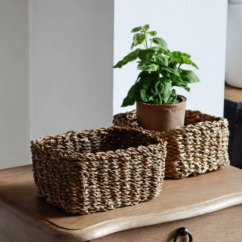 Small Rectangular Seagrass Storage Basket, 1 of 3