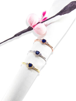 Sapphire Ring Cz Rose Or Gold Plated 925 Silver, 7 of 9