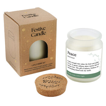 Gingerbread Scented Christmas Candle | 'Peace' Definition | Seasonal Winter Home Décor, 2 of 4