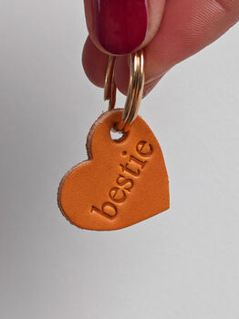 Bestie Leather Heart Keyring, 5 of 8