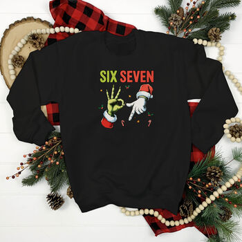 Funny Six Seven Meme Childrens Christmas Jumper, 2 of 4