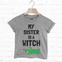 My Sister Is A Witch Children's Halloween T Shirt, thumbnail 3 of 5