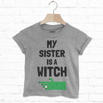 My Sister Is A Witch Children's Halloween T Shirt, 3 of 5