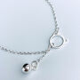 Sterling Silver Cat Bracelet With Hanging Bell Charm, thumbnail 1 of 6