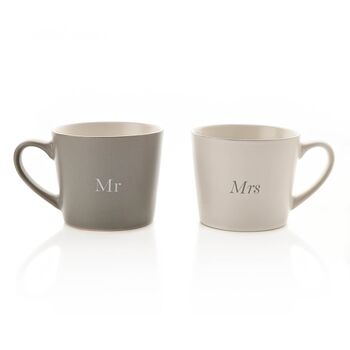 Ceramic Stoneware Mr And Mrs Mug Set, 2 of 4