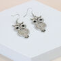 Silver/Gold Plated Encrusted Owl Earrings, thumbnail 6 of 10