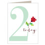 Mini Cross Stitch 2nd Birthday Card, thumbnail 2 of 4
