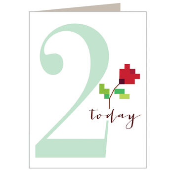 Mini Cross Stitch 2nd Birthday Card, 2 of 4